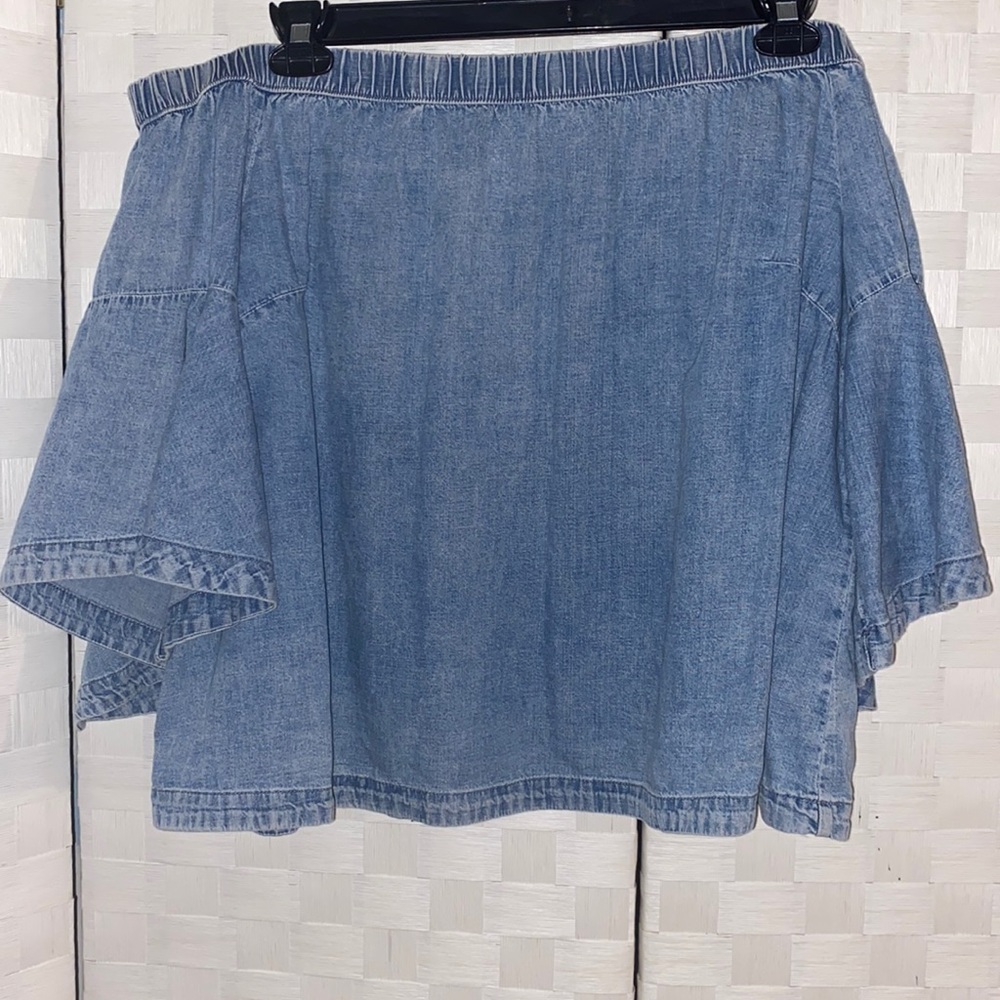 Jean Off The Shoulder Top